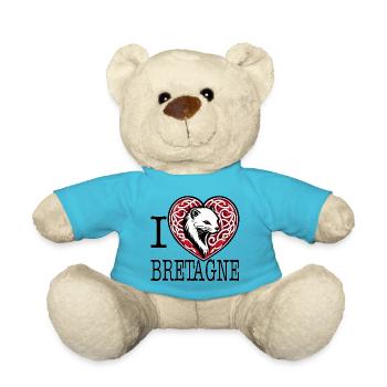 Ich liebe Bretagne Hermine Tribale Rot - Teddy - Atollblau - Vorne