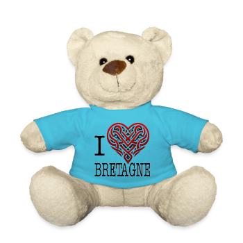 I Love Brittany Celtic Heart Tribal - Teddy Bear - atoll blue - Front