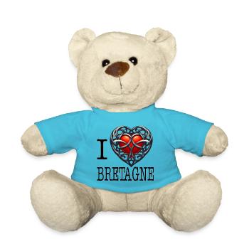 I Love Brittany Coeur de Chevalier - Teddy Bear - atoll blue - Front