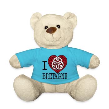 Ich liebe das keltische Triskel Herz der Bretagne - Teddy - Atollblau - Vorne