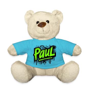Paul Nom de famille Prénom Graffiti - Nounours - bleu outremer - Devant