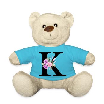 Lettre k floral violet - Nounours - bleu outremer - Devant