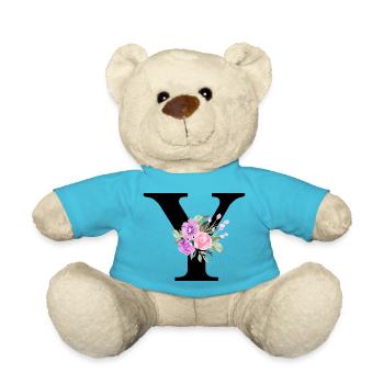 Lettre y floral violet - Nounours - bleu outremer - Devant