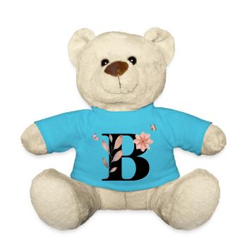 Lettre b fleurs sauvages aquarelles - Nounours - bleu outremer - Devant