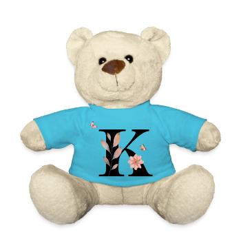 Letter k wildflowers watercolors - Teddy Bear - atoll blue - Front