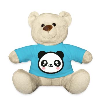 Visage de panda chibi aimant : adorable et mignon - Nounours - bleu outremer - Devant