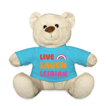 LGBTQ Pride Month - Live, Laugh, Lesbian - Teddy Bear - atoll blue - Front
