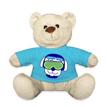 Cooler Süßer DJ Hund Haustier Welpe Party Musik - Teddy - Atollblau - Vorne