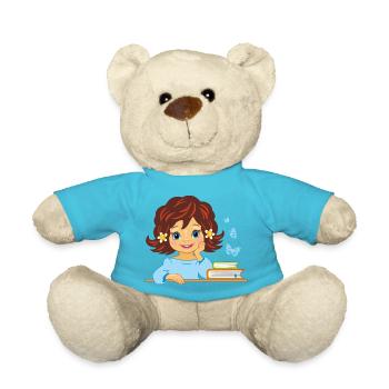 mignonne petite fille souriante avec des livres - Nounours - bleu outremer - Devant