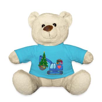 Excavator Christmas Blue - Teddy Bear - atoll blue - Front