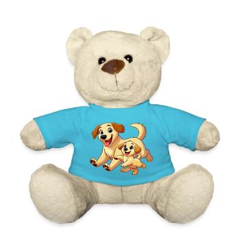 Labrador mother and child frolicking - Teddy Bear - atoll blue - Front