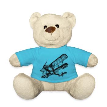 Biplane Airplane - Teddy Bear - atoll blue - Front