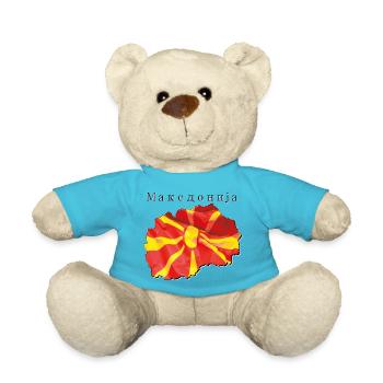 Mazedonien Flagge in der Mazedonien Landkarte MK - Teddy - Atollblau - Vorne