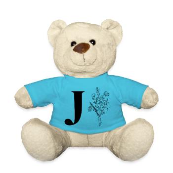 Lette j fleurs minimalistes - Nounours - bleu outremer - Devant