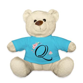 Buchstabe q Blumen - Teddy - Atollblau - Vorne