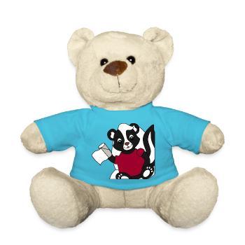 Skunk Pixie on toilet - Teddy Bear - atoll blue - Front