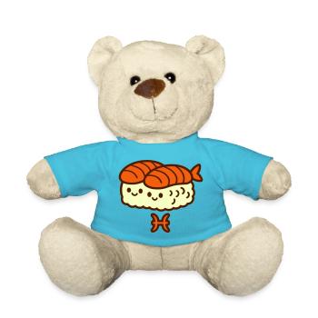 Pisces Zodiac Foodie - Teddy Bear - atoll blue - Front