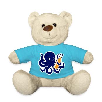 Oktopus mit Bierflasche Fun Style - Teddy - Atollblau - Vorne