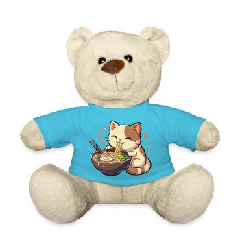 Cat with noodles ramen kawaii cat - Teddy Bear - atoll blue - Front