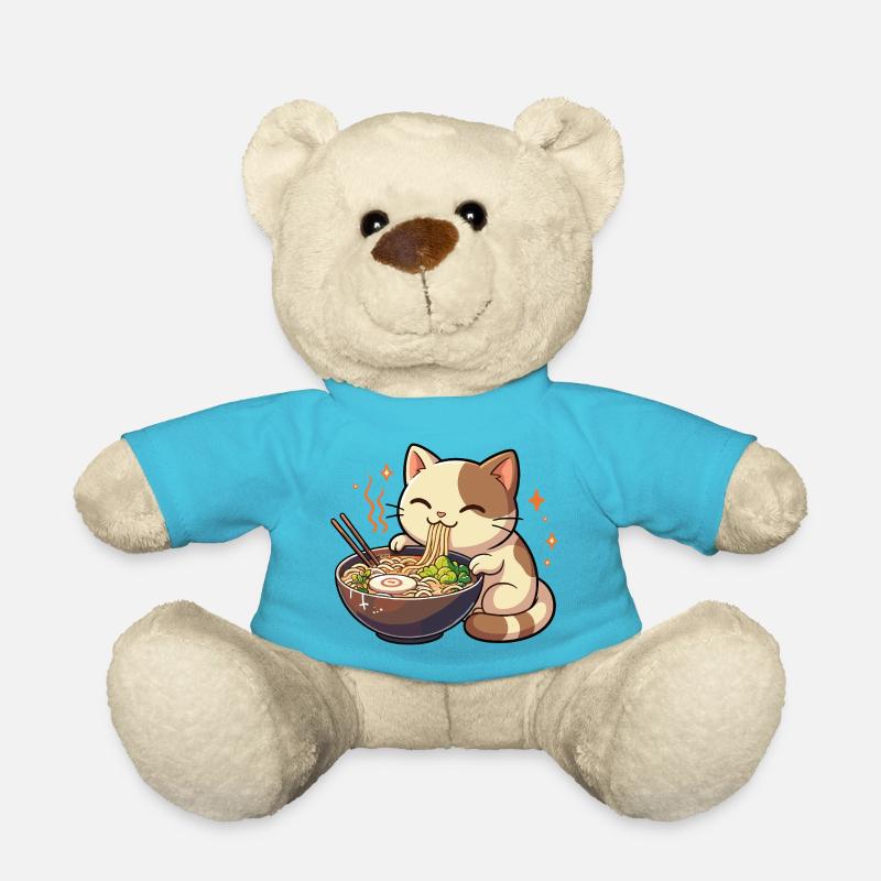 Katze mit Nudeln Ramen kawaii Katze - Teddy - Atollblau