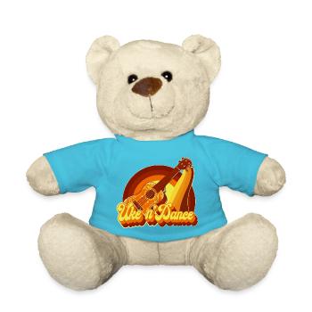 Hawaiian Ukulele Uke Retro 70s - Teddy Bear - atoll blue - Front