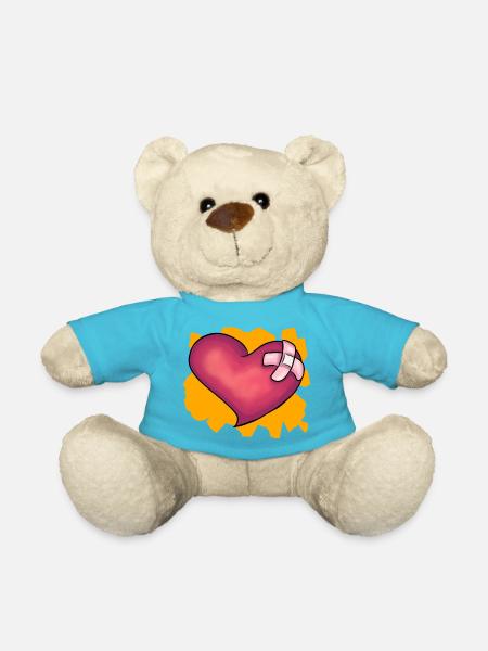 Patched Heart - Teddy Bear - atoll blue