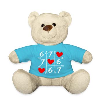 67 Six Seven Memes 6 7 Heart Valentine's Day Teens - Teddy Bear - atoll blue - Front