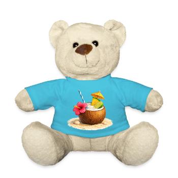 Tropischer Cocktail in der Kokosnuss am Strand  - Teddy - Atollblau - Vorne