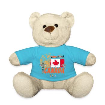 Canada Vintage Flag and Grizzly Bear Souvenir - Teddy Bear - atoll blue - Front
