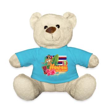 Hawaiian Hula Dancer Pacific Vintage Souvenir - Teddy Bear - atoll blue - Front