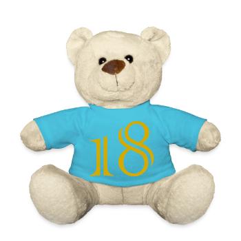 18. 18 JAHRE ALT. 18-JÄHRIGES JUBILÄUM. 18. GEBURTSTAG. - Teddy - Atollblau - Vorne