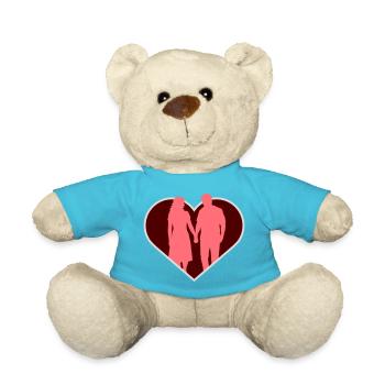 Couple Silhouette Amour Romance Petit ami de la Saint-Valentin - Nounours - bleu outremer - Devant