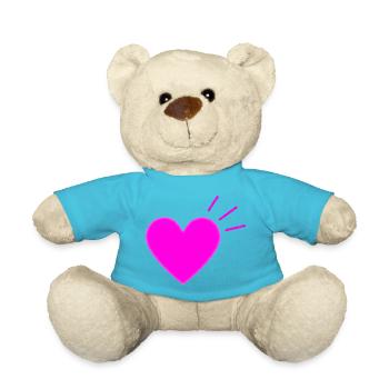 Bright Pink Heart | Modern Love Graphic - Teddy - Atollblau - Vorne