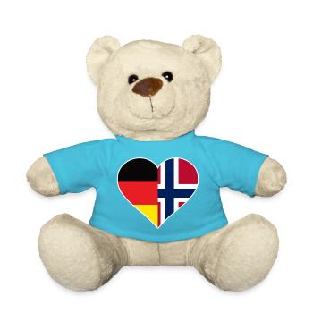 Deutsch-Norwegisches Flaggenherz - Teddy - Atollblau - Vorne