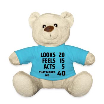40. Geburtstag lustige Humor Geschenk - Teddy - Atollblau - Vorne