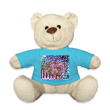 Rosa Elefant "Love" - Teddy - Atollblau - Vorne