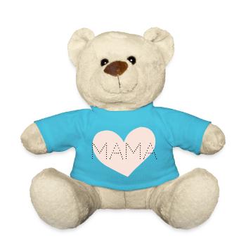 MAMA, gepunktet, Herz, rosa - Teddy - Atollblau - Vorne