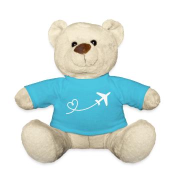 Flieger mit Herz Urlaub Reisen Fliegen Flugzeug - Teddy - Atollblau - Vorne