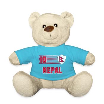 Nepal Football Team - Teddy Bear - atoll blue - Front