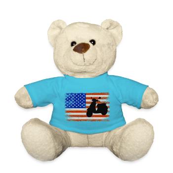 Drapeau américain Scooter Rider Scootering Moto - Nounours - bleu outremer - Devant