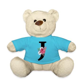 Buchstabe j blumig - Teddy - Atollblau - Vorne