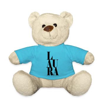 Laura Nom Prénom Police moderne Word Art - Nounours - bleu outremer - Devant