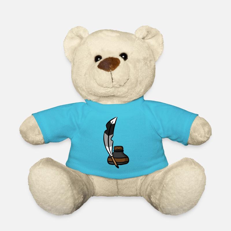 Feder Schriftsteller old ink pen feather - Teddy - Atollblau