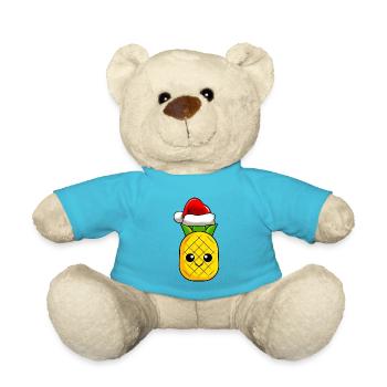 Ananas Weihnachten Comic Xmas - Teddy - Atollblau - Vorne