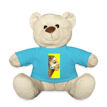 Künstlerisches Frauenportrait mit Spiralmuster - Teddy - Atollblau - Vorne