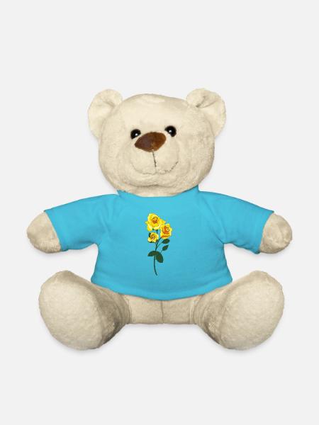 yellow pink - Teddy Bear - atoll blue