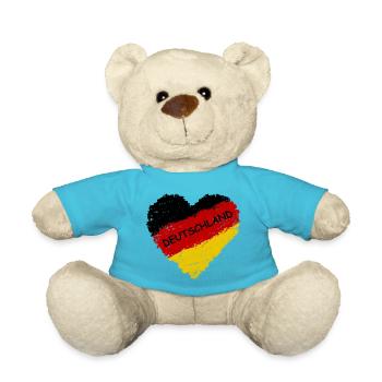 Deutschland Flagge Herz - Teddy - Atollblau - Vorne