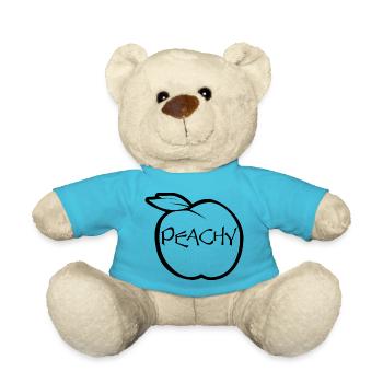 Peachy the summery girly T-shirt with peach - Teddy Bear - atoll blue - Front