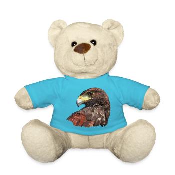 Red and black hawk - Teddy Bear - atoll blue - Front