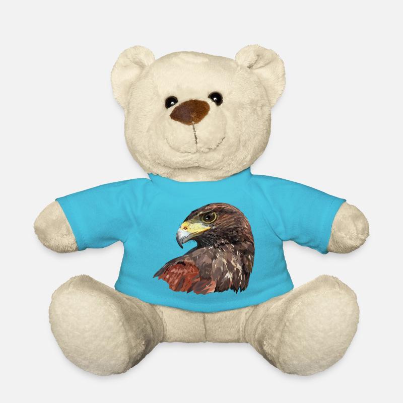 Roter und schwarzer Falke - Teddy - Atollblau